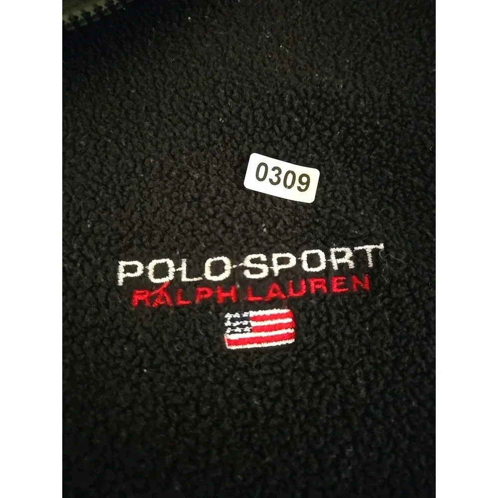 Vtg Polo Sport Ralph Lauren Sweatshirt Men's 2XL Black‎ Fleece 1/4 Zip 90s USA